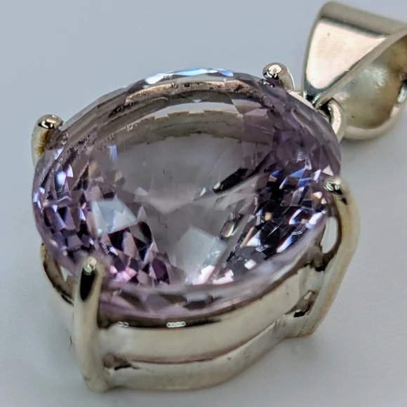 Natural Pink Amethyst Pendant S925 Sterling Silver Pendant - Picture 8 of 11